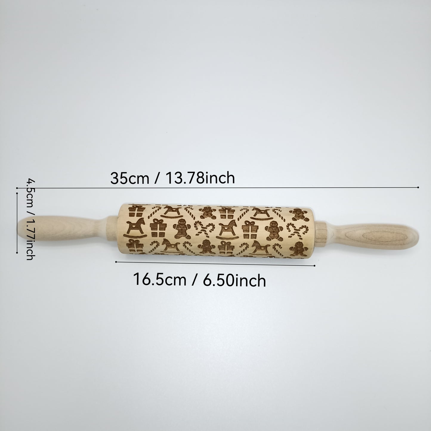 Engraved Wooden Rolling Pin with Deep Carved Pattern