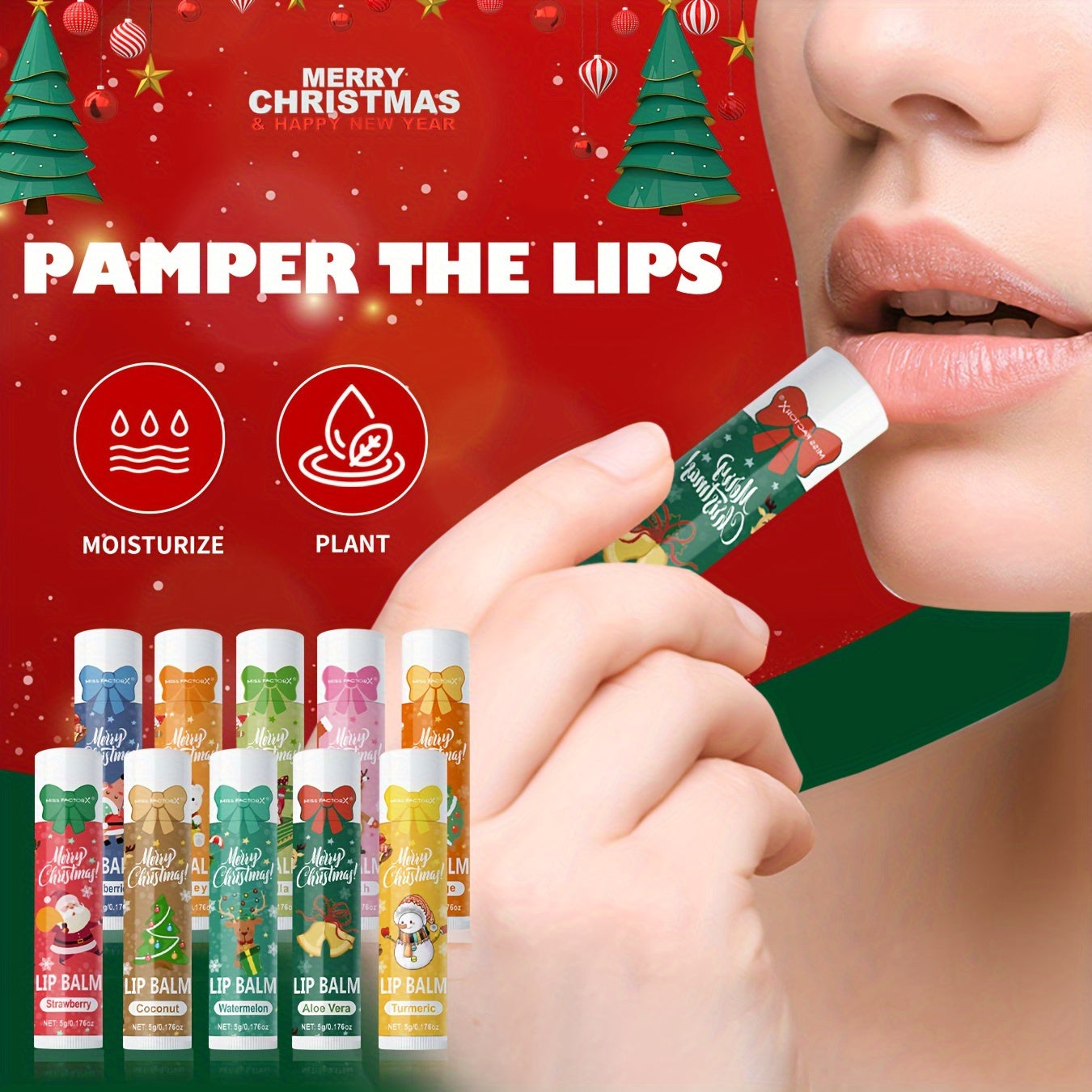 Festive Christmas Lip Balm - 30 PCS - Soothing Shea Butter