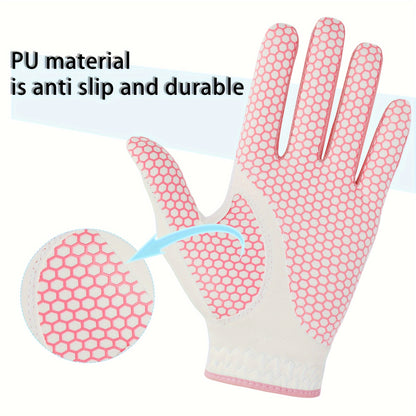 Women's Golf Gloves - Ultra-Light, Breathable Microfiber with Non-Slip Grip, Washable - Pink