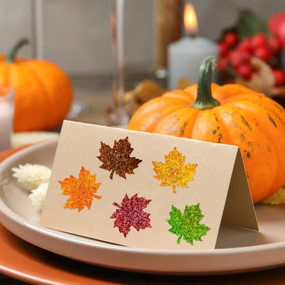 500 Stickers/Roll 1.5 inch Thanksgiving Circular Laser Maple Leaf Stickers