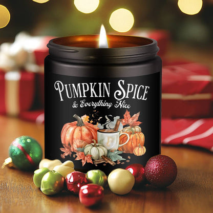 Pumpkin Spice Scented Candle - Glass Jar Aromatherapy with Essential Oils, Smoke-Free