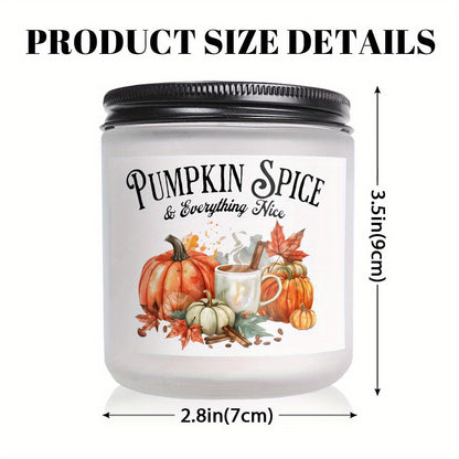 Pumpkin Spice Scented Candle - Glass Jar Aromatherapy with Essential Oils, Smoke-Free