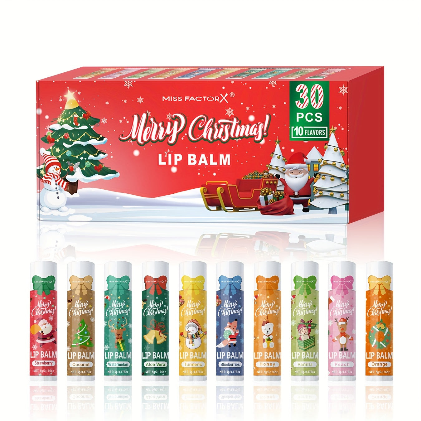 Festive Christmas Lip Balm - 30 PCS - Soothing Shea Butter