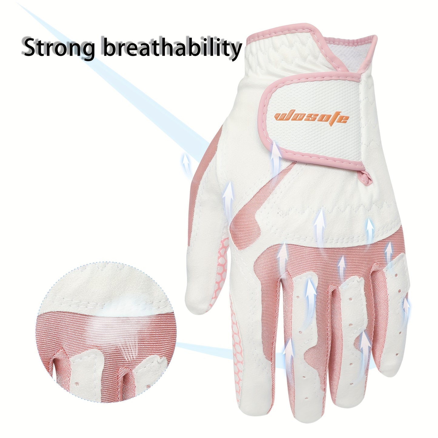 Women's Golf Gloves - Ultra-Light, Breathable Microfiber with Non-Slip Grip, Washable - Pink