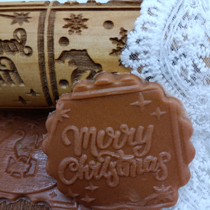 Engraved Wooden Rolling Pin with Deep Carved Pattern