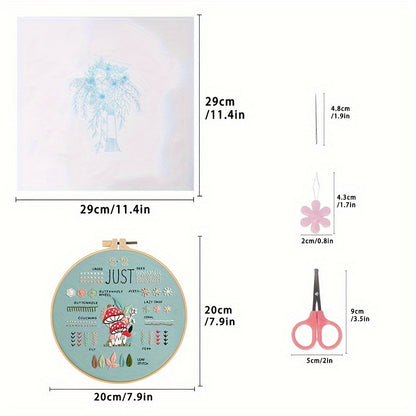 3pcs Deluxe Embroidery Starter Kit - Complete DIY Sewing Cross Stitch Practice Set with Flower Pattern