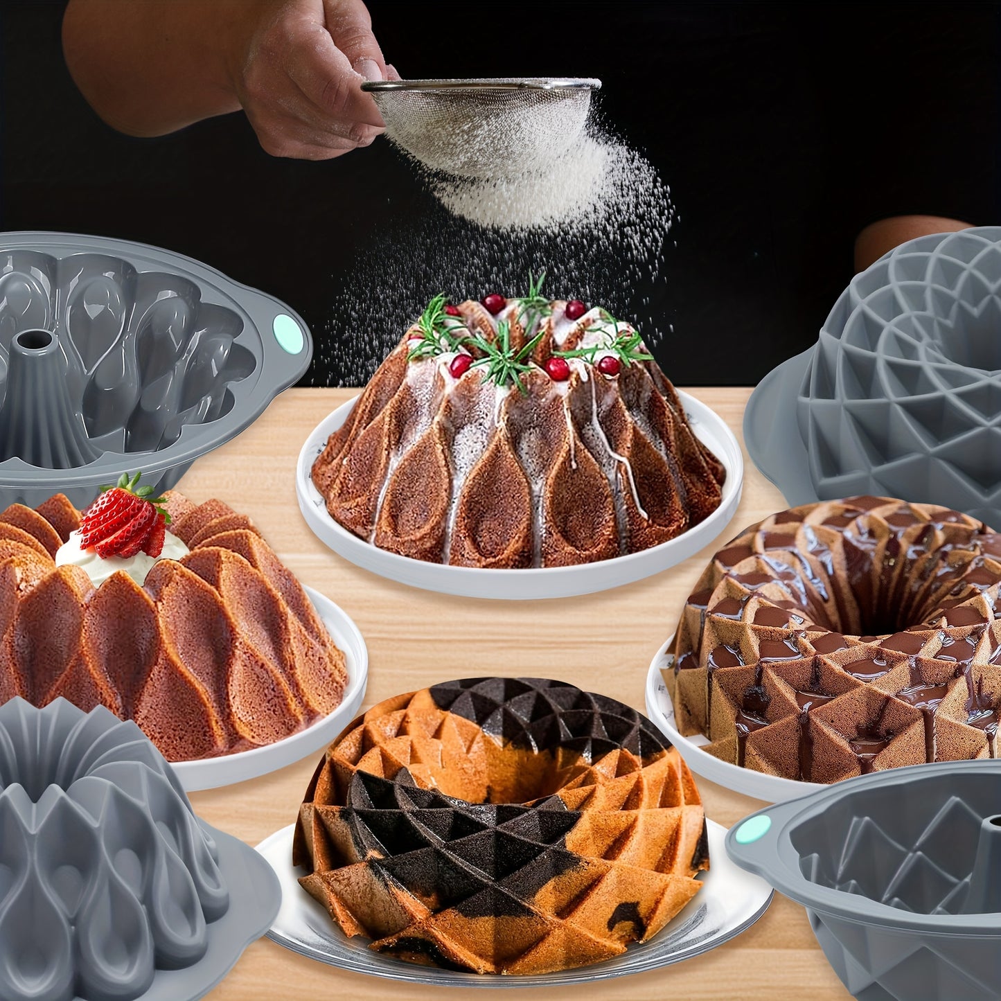 Silicone Bundt Cake Pan Set - Non-Stick, Versatile Crown and Bird's Nest Molds for Baking, Chocolate, Jello - Ideal for Halloween, Christmas, Easter, Thanksgiving, 4th of July