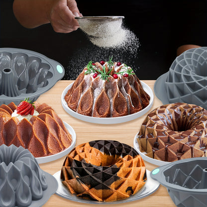 Silicone Bundt Cake Pan Set - Non-Stick, Versatile Crown and Bird's Nest Molds for Baking, Chocolate, Jello - Ideal for Halloween, Christmas, Easter, Thanksgiving, 4th of July