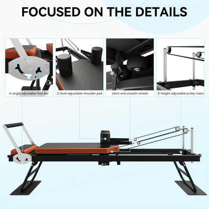 Pilates Reformer, Robust Foldable Reformer Pilates Machine For Balanced Body Reformer Workout At Home Gym