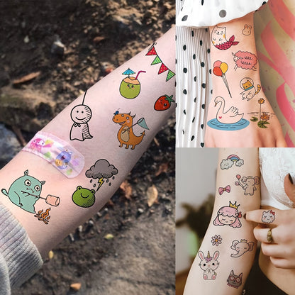 60 Sheets 1000+ Patterns Cute Cartoon Temporary Tattoos