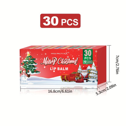 Festive Christmas Lip Balm - 30 PCS - Soothing Shea Butter