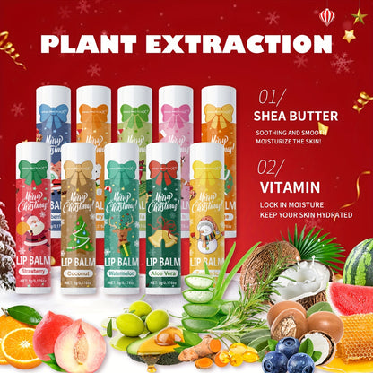 Festive Christmas Lip Balm - 30 PCS - Soothing Shea Butter