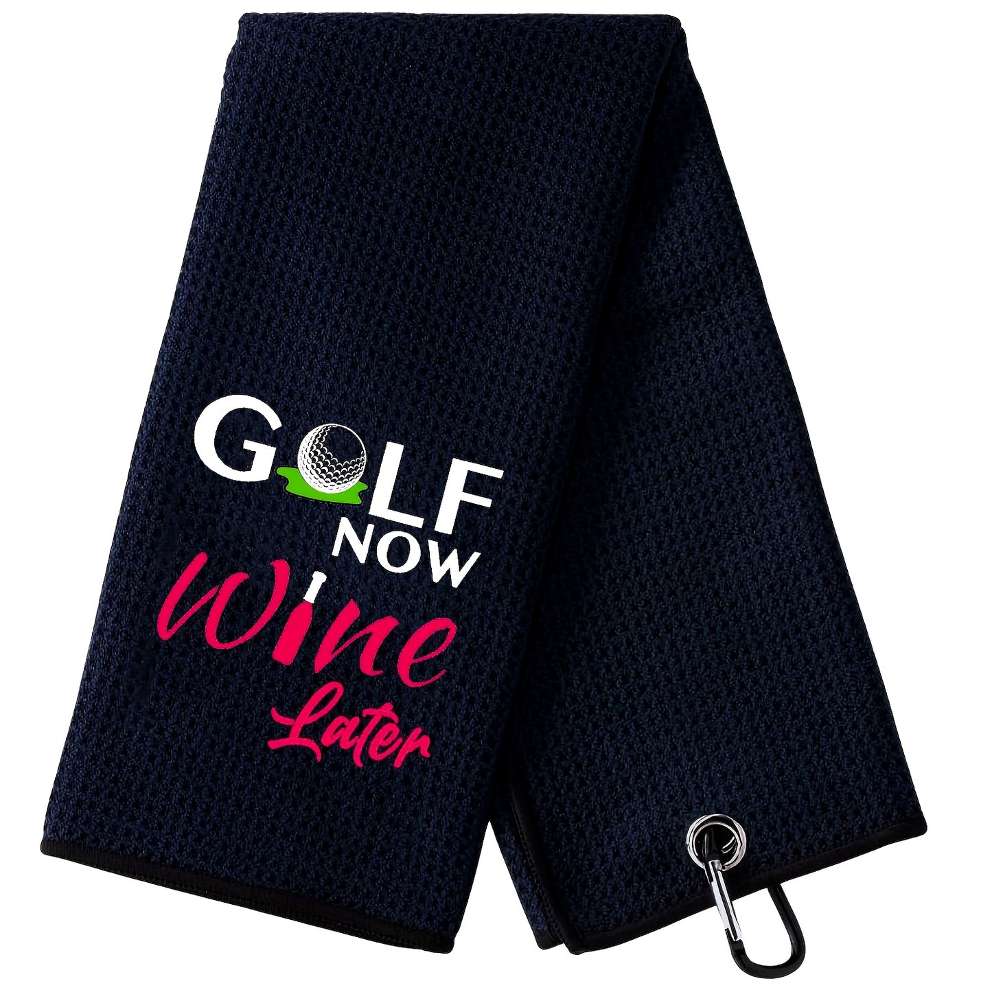 1pc Embroidered Golf Towel With Clip