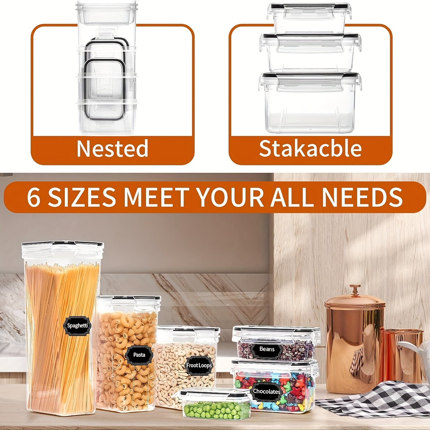 72-Pack Airtight Food Storage Containers For Kitchen Pantry Organization And Storage