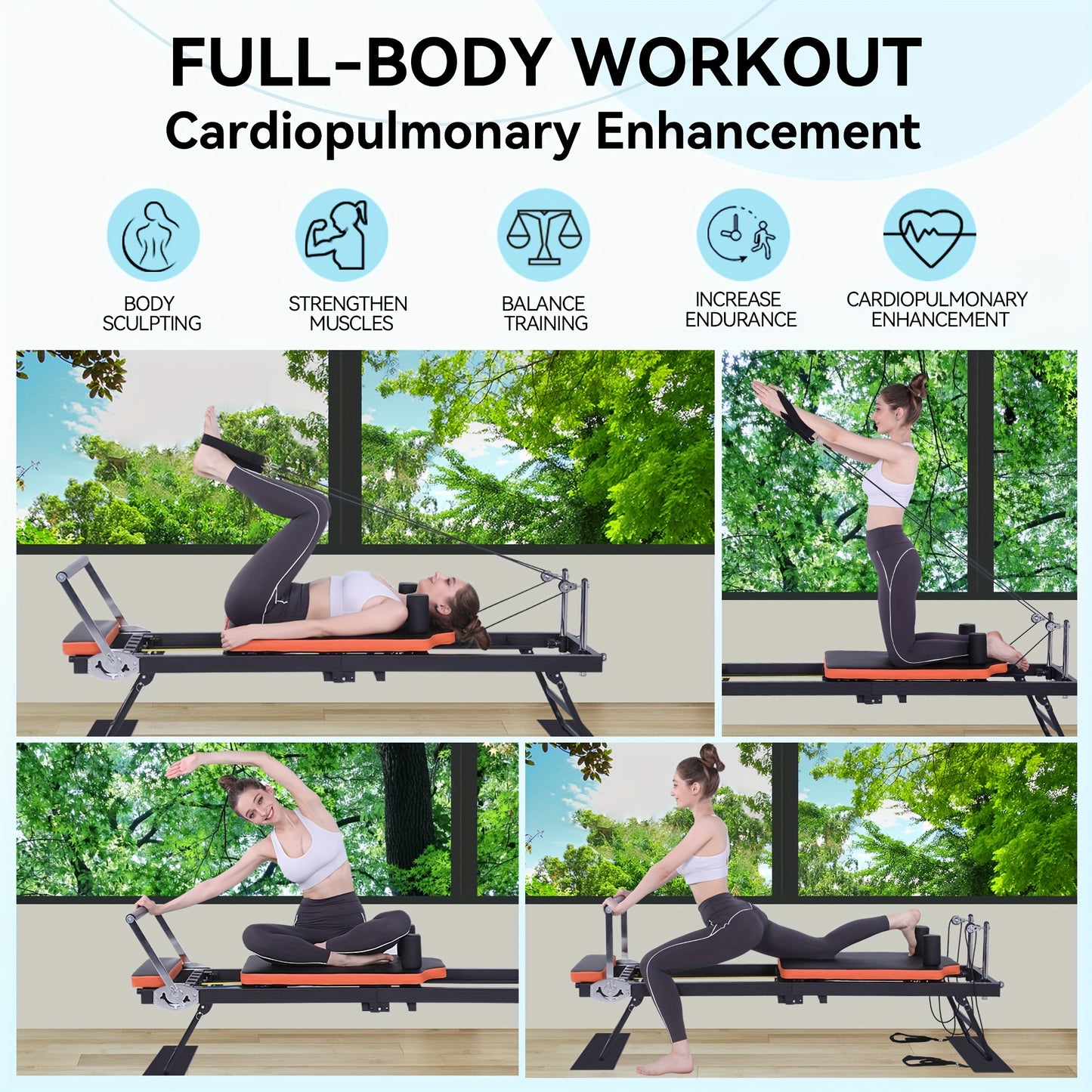 Pilates Reformer, Robust Foldable Reformer Pilates Machine For Balanced Body Reformer Workout At Home Gym