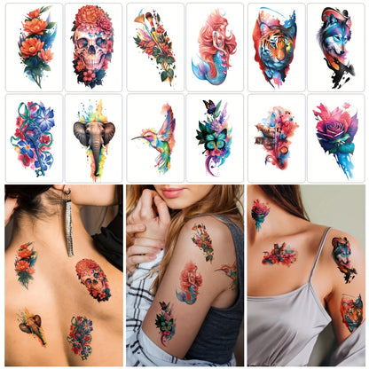 77pcs Animals Temporary Tattoos Set For Women, Men