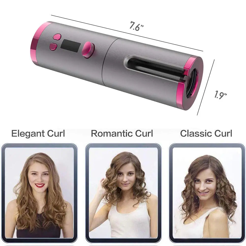 Cordless Automatic Hair Curler Portable Wireless USB Rechargeable