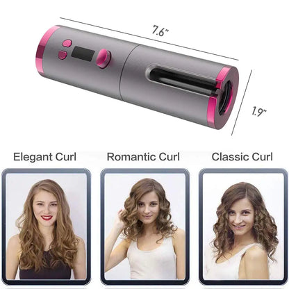 Cordless Automatic Hair Curler Portable Wireless USB Rechargeable