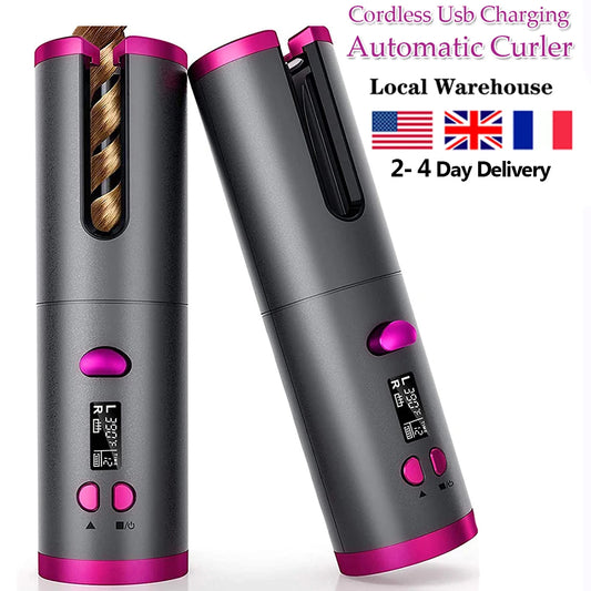 Cordless Automatic Hair Curler Portable Wireless USB Rechargeable