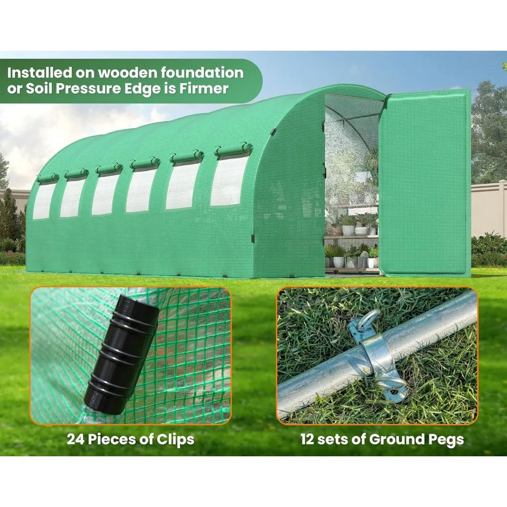 20x10x7ft Large Walk-in Greenhouse with Watering System - Live and Luv