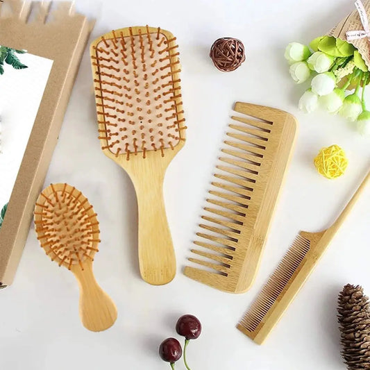 Hair Brush Set, Natural Bamboo