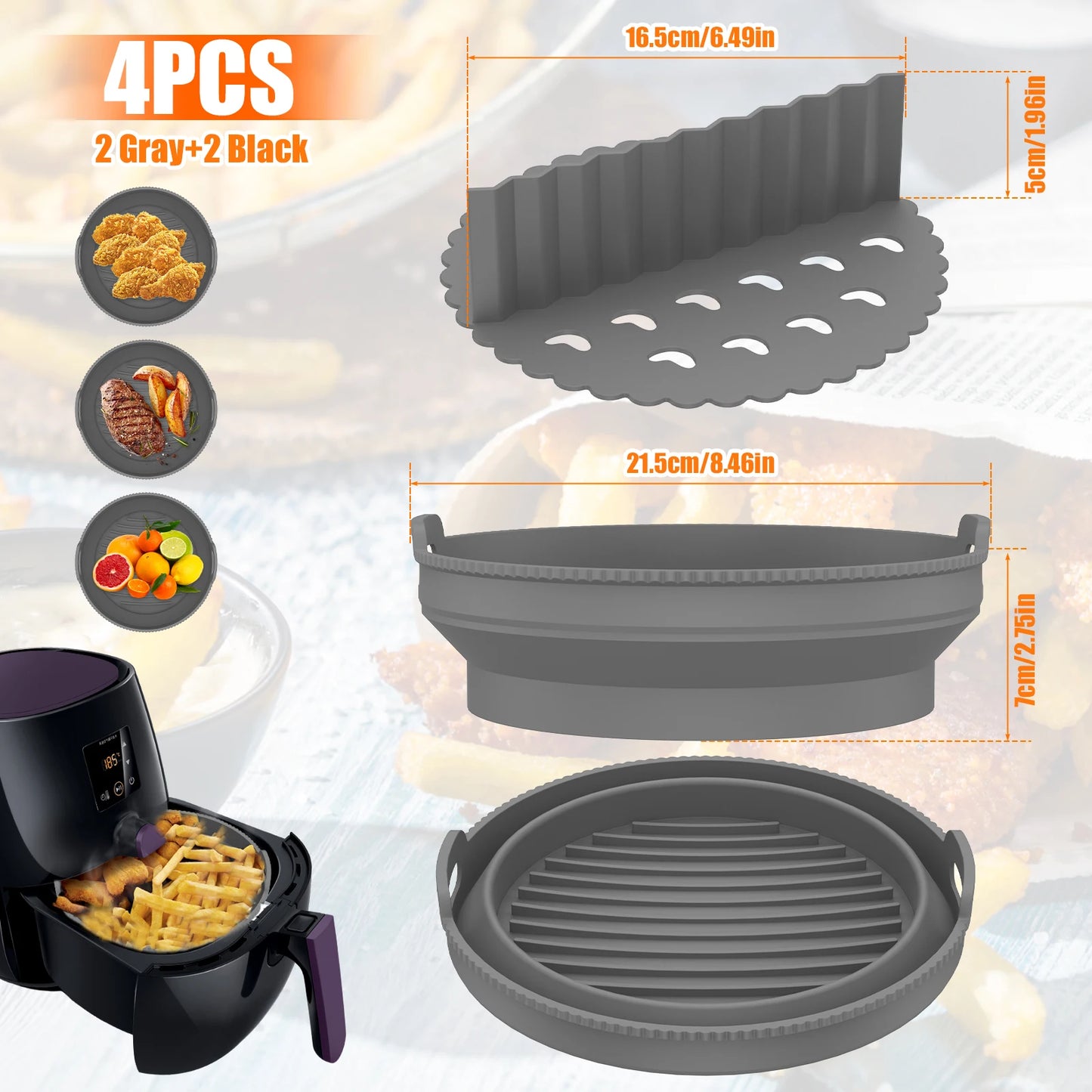 Air Fryer Silicone Liner Pan with Divider