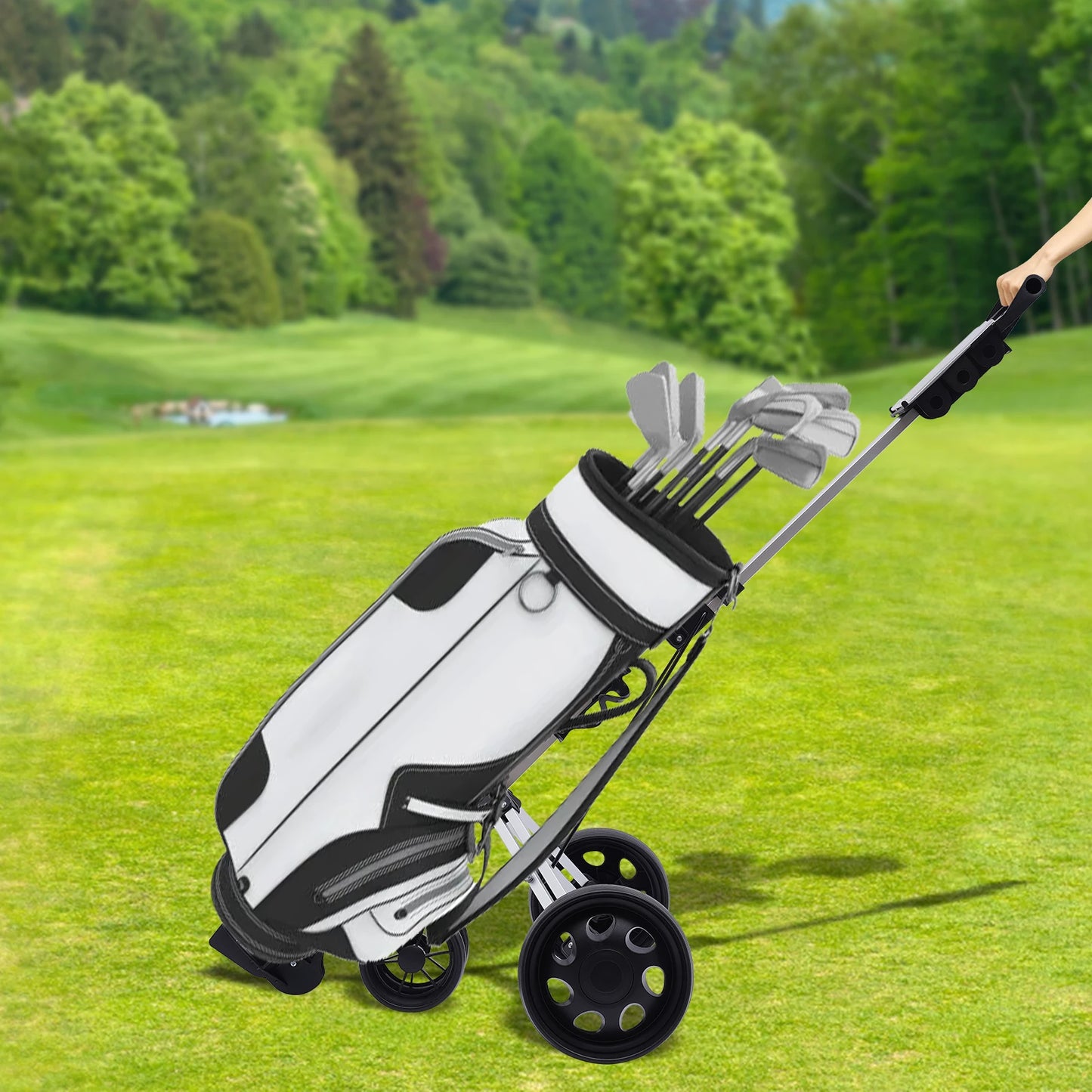 3 Wheel Golf Pushcart with Foot Brake - Live and Luv