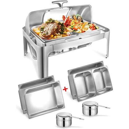 Rectangular Roll Top Chafing Dish Buffet Set