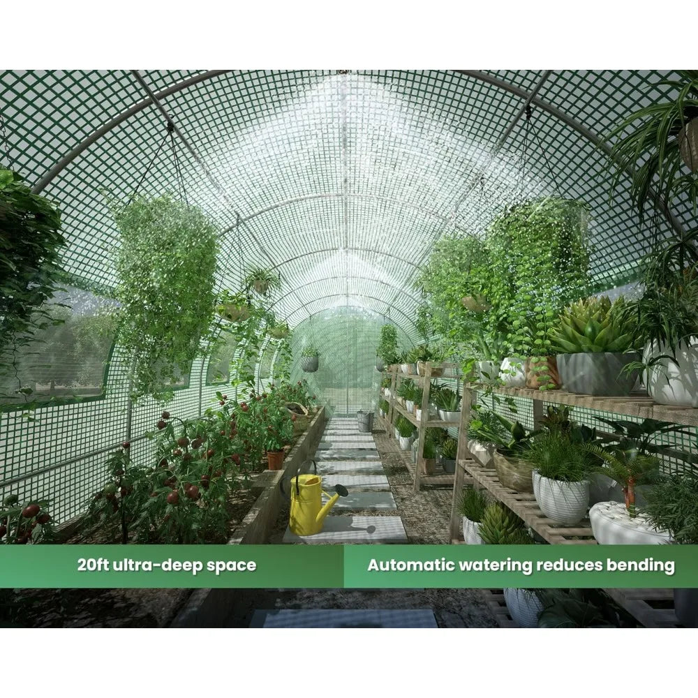 20x10x7ft Large Walk-in Greenhouse with Watering System - Live and Luv