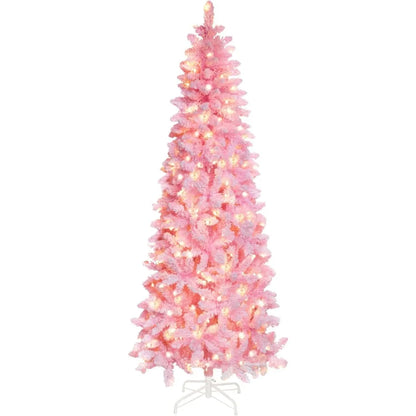 6ft, Pre-Lit Artificial Pencil Christmas Tree with Metal Stand - Live and Luv