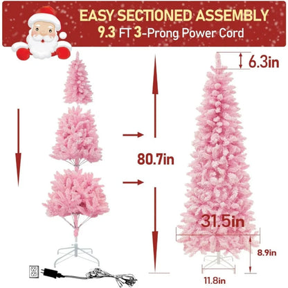 6ft, Pre-Lit Artificial Pencil Christmas Tree with Metal Stand - Live and Luv