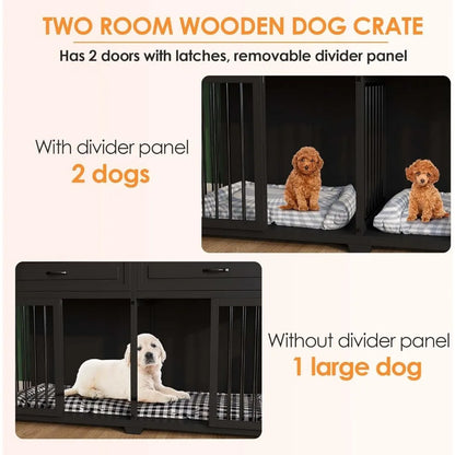 Wooden Kennel with Removable Divider - Live and Luv