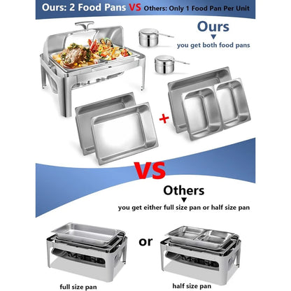 Rectangular Roll Top Chafing Dish Buffet Set