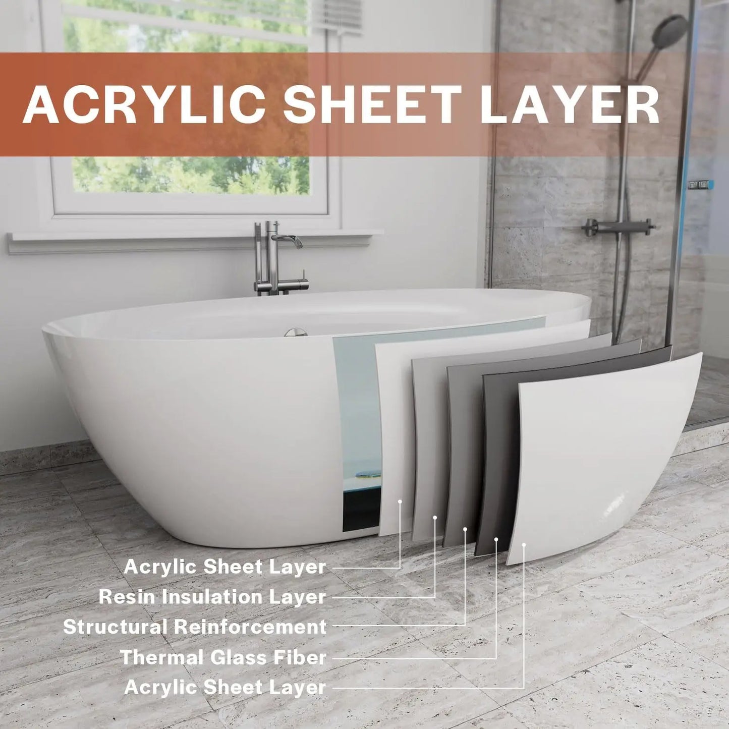 71" Acrylic Freestanding Bathtub