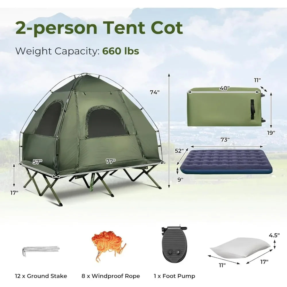 Tent Cot, 5-in-1 With Mattress & Pillows - Live and Luv