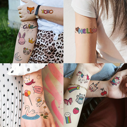 60 Sheets 1000+ Patterns Cute Cartoon Temporary Tattoos