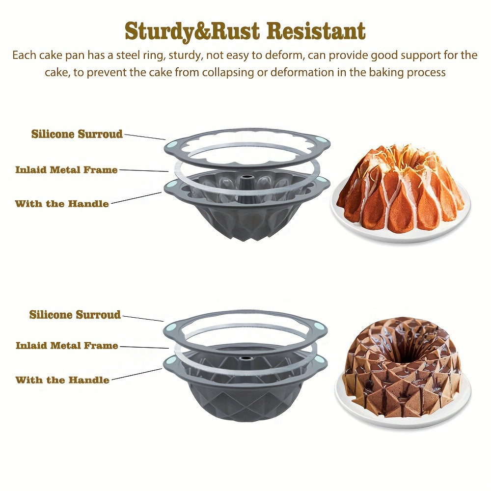 Silicone Bundt Cake Pan Set - Non-Stick, Versatile Crown and Bird's Nest Molds for Baking, Chocolate, Jello - Ideal for Halloween, Christmas, Easter, Thanksgiving, 4th of July