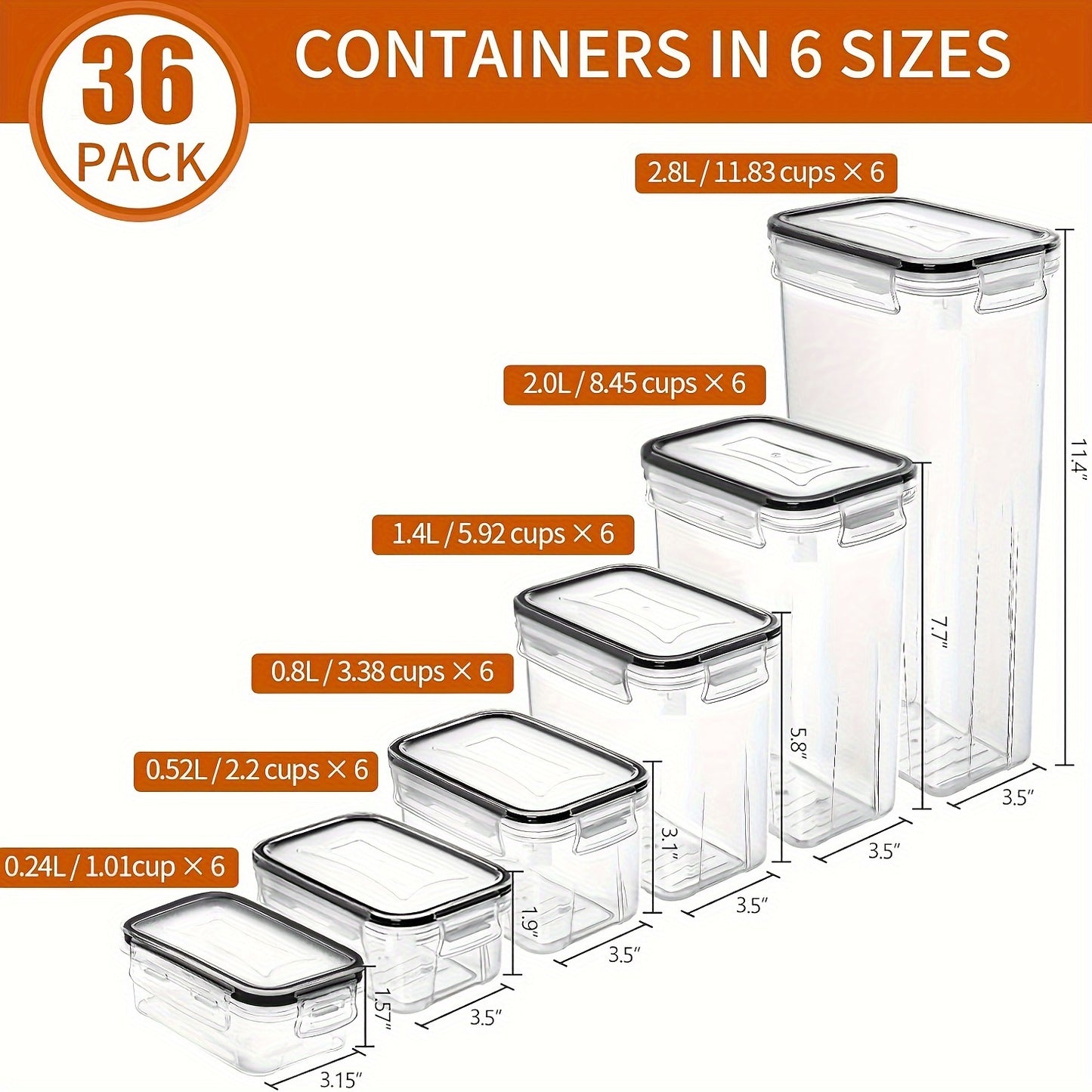 72-Pack Airtight Food Storage Containers For Kitchen Pantry Organization And Storage