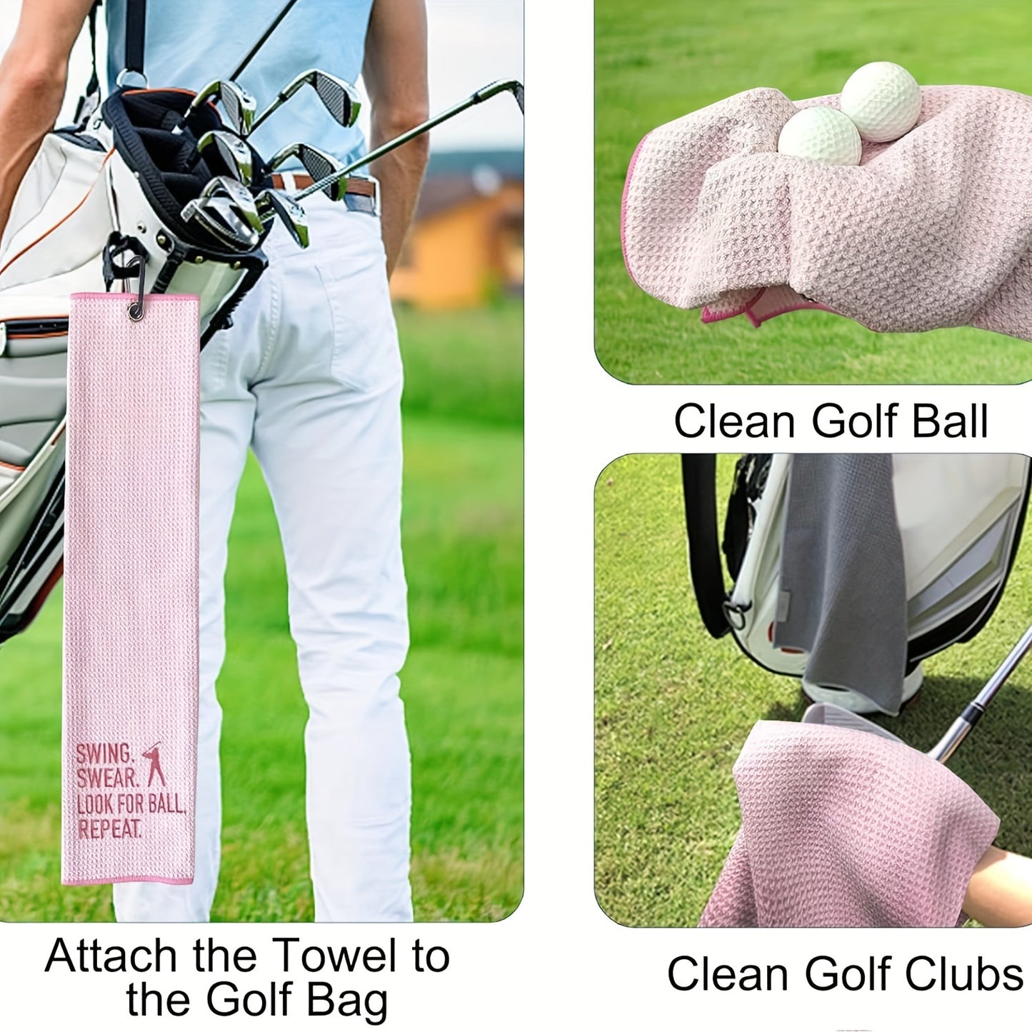 1pc Embroidered Golf Towels For Golf Bags With Clip