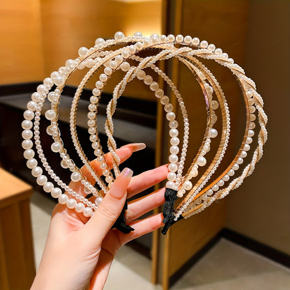 5pcs Girls Cute Faux Pearl Headband