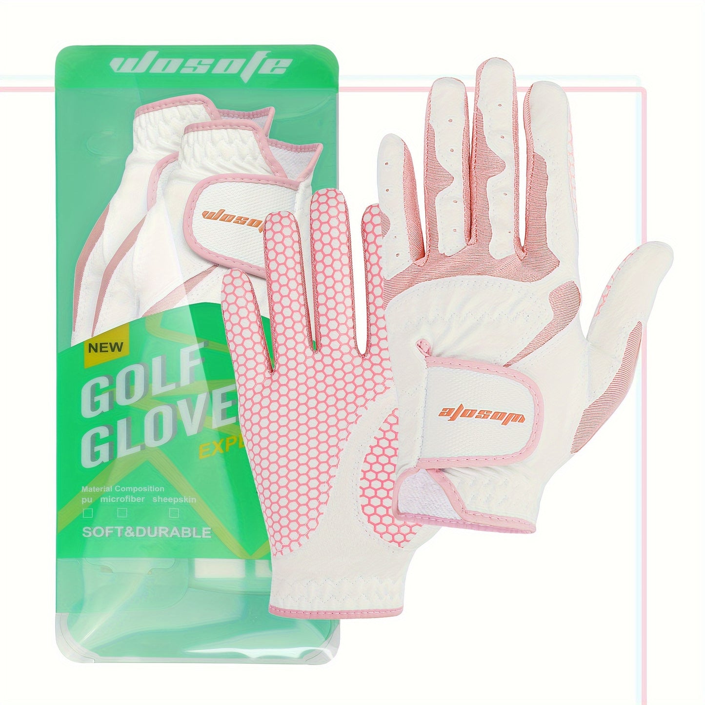 Women's Golf Gloves - Ultra-Light, Breathable Microfiber with Non-Slip Grip, Washable - Pink