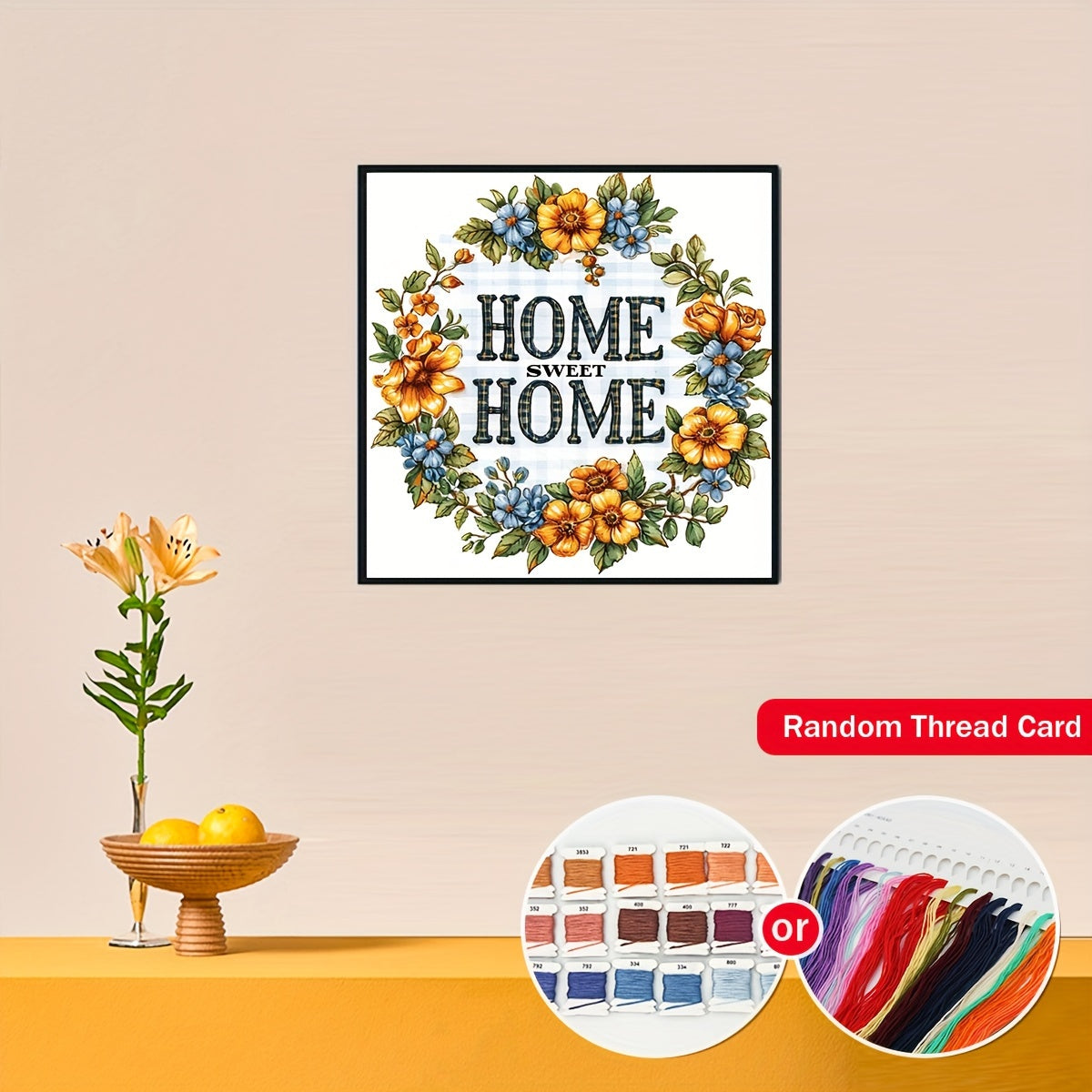 14CT Cross Stitch Kit 30x30cm (11.8x11.8 Inch) - Complete DIY Embroidery Material Set with 'Home Sweet Home' Pattern