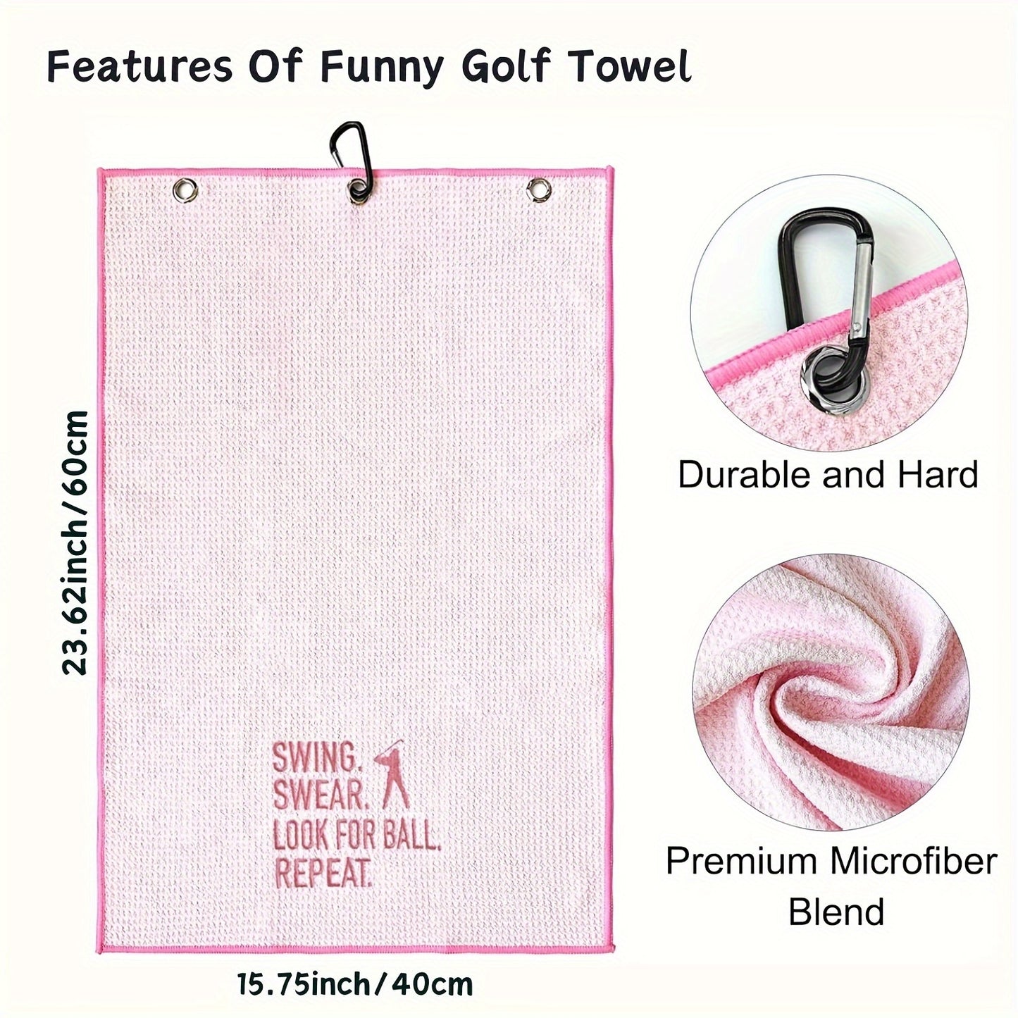 1pc Embroidered Golf Towels For Golf Bags With Clip