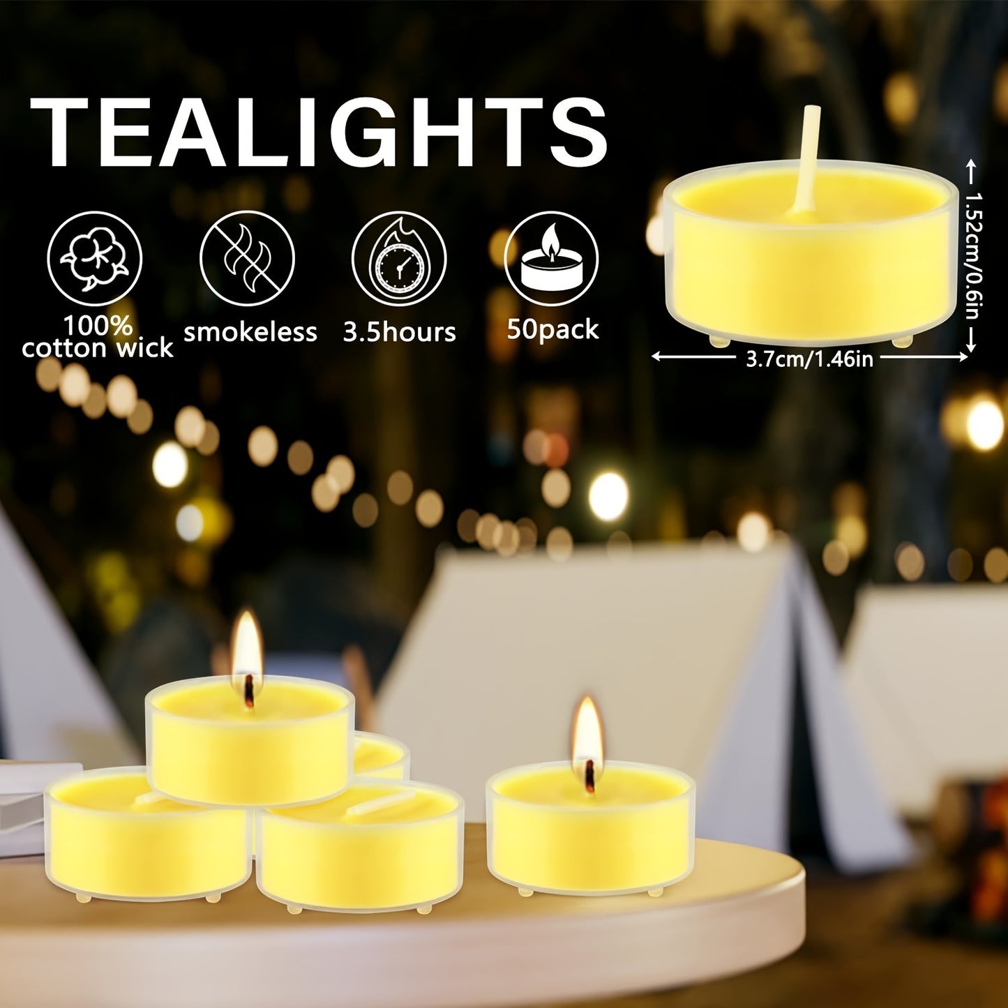 100 3.5-hour Citronella Oil Tea Wax Smoke-free, Drip-free And Long-lasting Soy Wax Candles