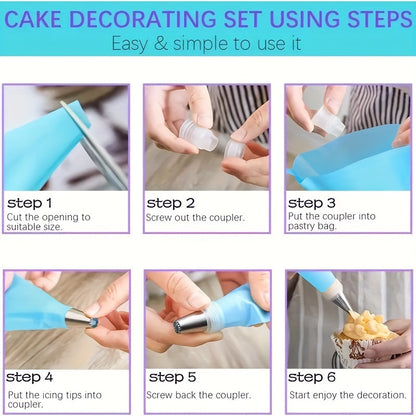 108pcs Cake Decorating Kit with Metal Piping Tips, Scrapers & Couplers